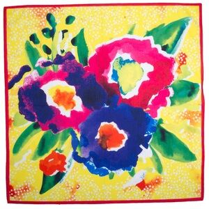 Lush Bright Bouquet Knot Wrap Scarf Handkerchief Floral Watercolor 70x70
